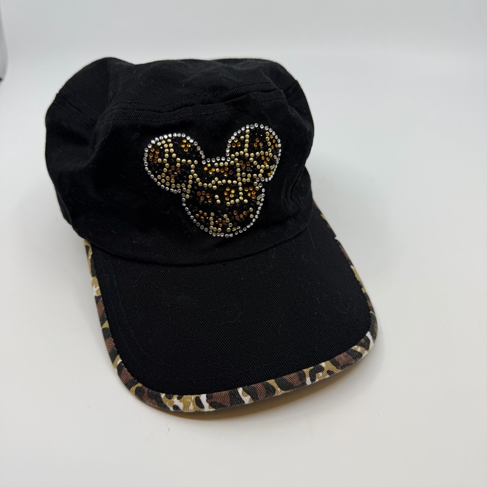 Disney Parks Animal Kingdom Leopard Rhinestone Mickey Cap – Black